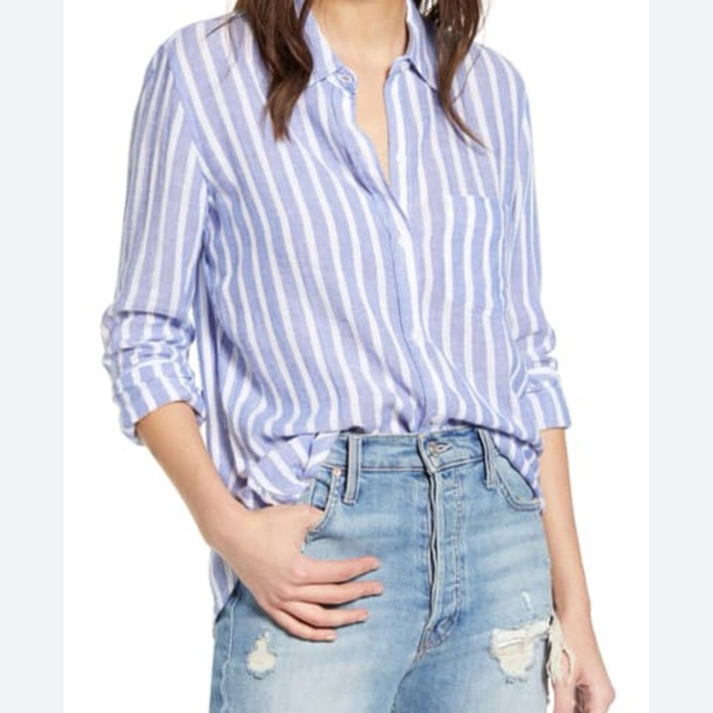Rails Charli Blue and White Striped Shirt